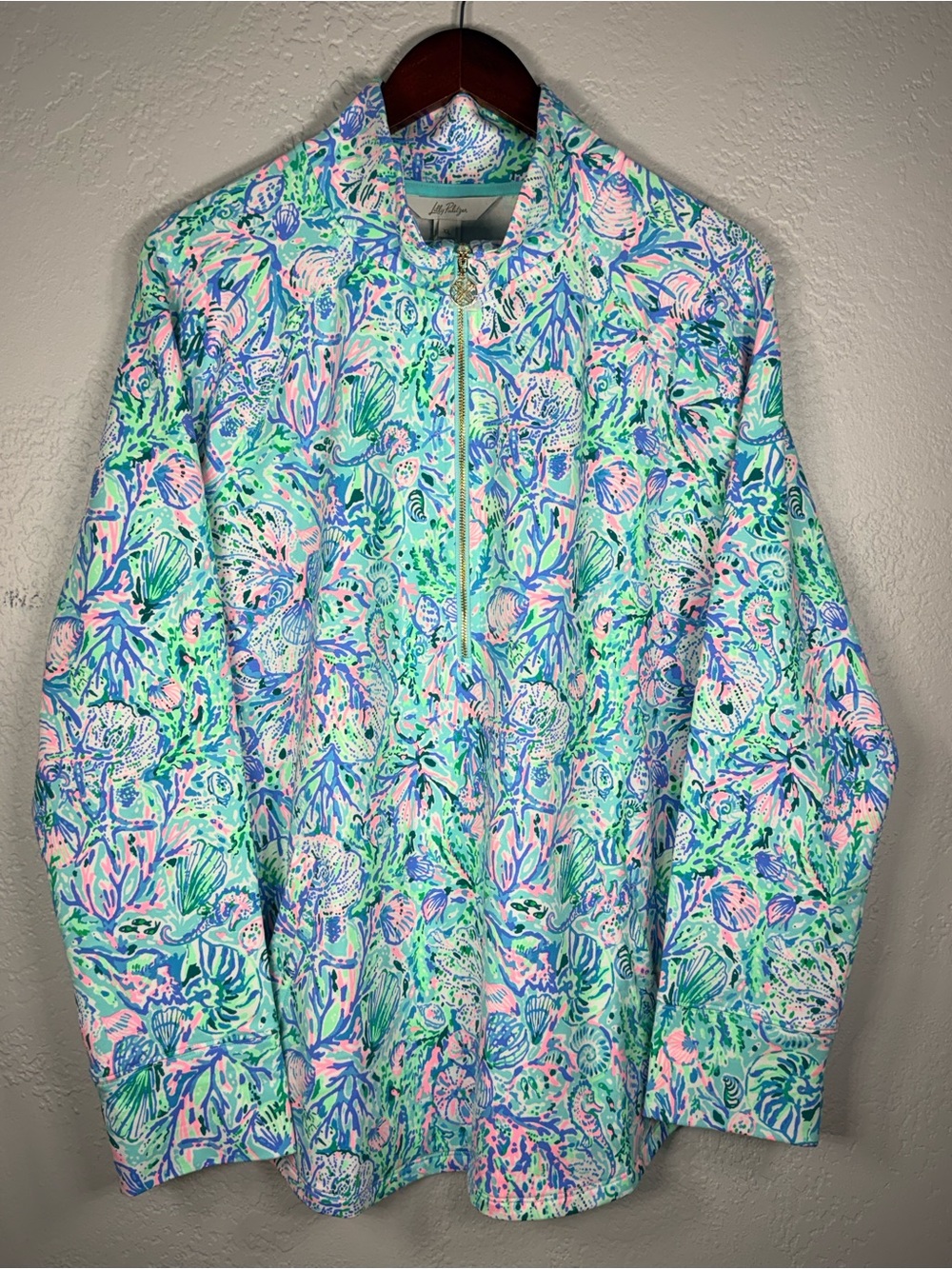 Lilly Pulitzer Mint Multi-Color Floral Half-Zip Pullover
